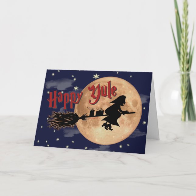 Happy Yule Witch Xmas Card (Front)