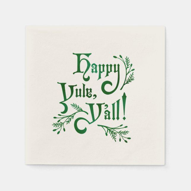Happy Yule Yall Southern Christmas Pagan Napkin (Front)