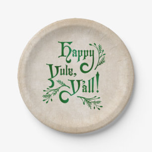 Happy Yule Yall Southern Christmas Pagan Paper Plate