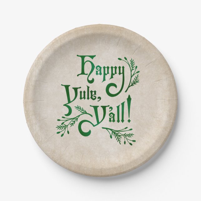 Happy Yule Yall Southern Christmas Pagan Paper Plate (Front)