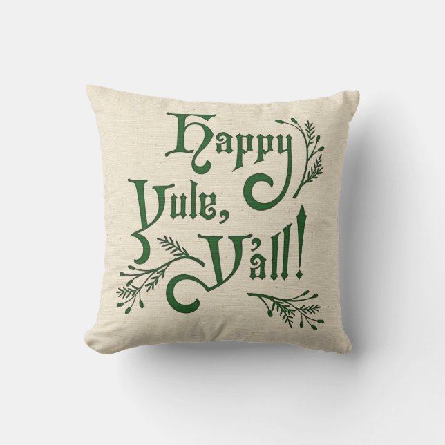 Happy Yule Yall Southern Christmas Winter Solstice Cushion (Front)