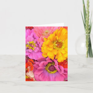 Happy Zinnias Blank Note Card