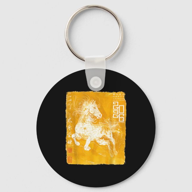 Happy Zodiac Horse Chinese Lunar New Year 2026 Sta Key Ring (Front)