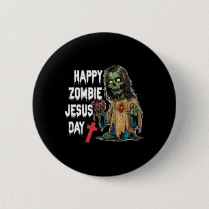 Happy Zombie Jesus Day Skeleton Horror Christ Hall 6 Cm Round Badge