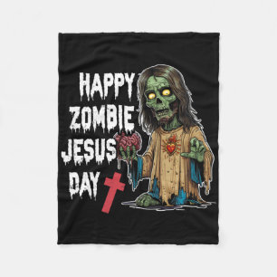 Happy Zombie Jesus Day Skeleton Horror Christ Hall Fleece Blanket
