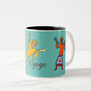 Happy Zulu Women dancing Two-Tone Coffee Mug