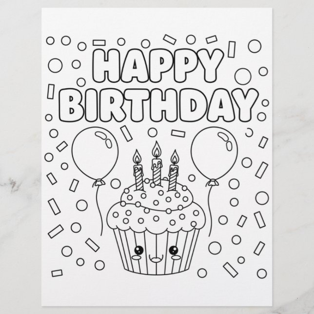 HappyBirthday  Coloring Page | Kids Party Activity (Front)