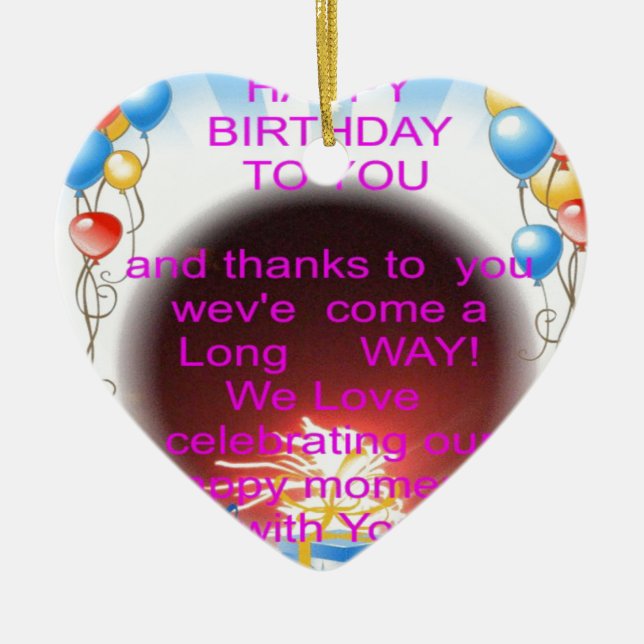 HappyBirthday To you Ceramic Tree Decoration (Front)