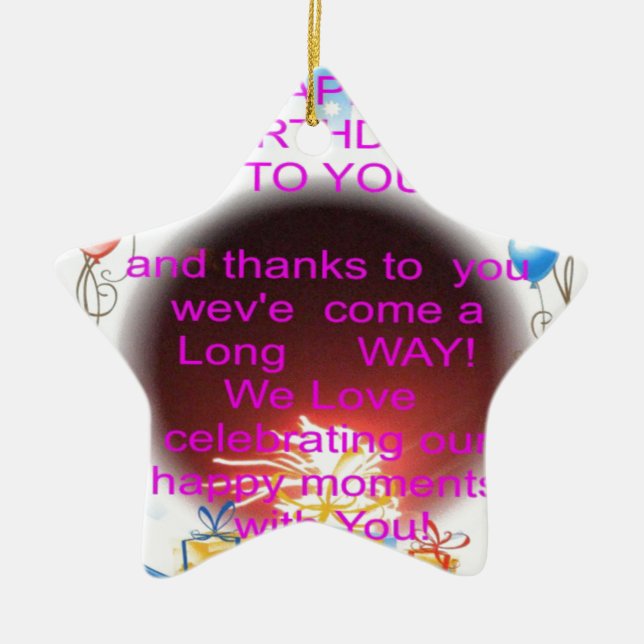 HappyBirthday To you Ceramic Tree Decoration (Front)