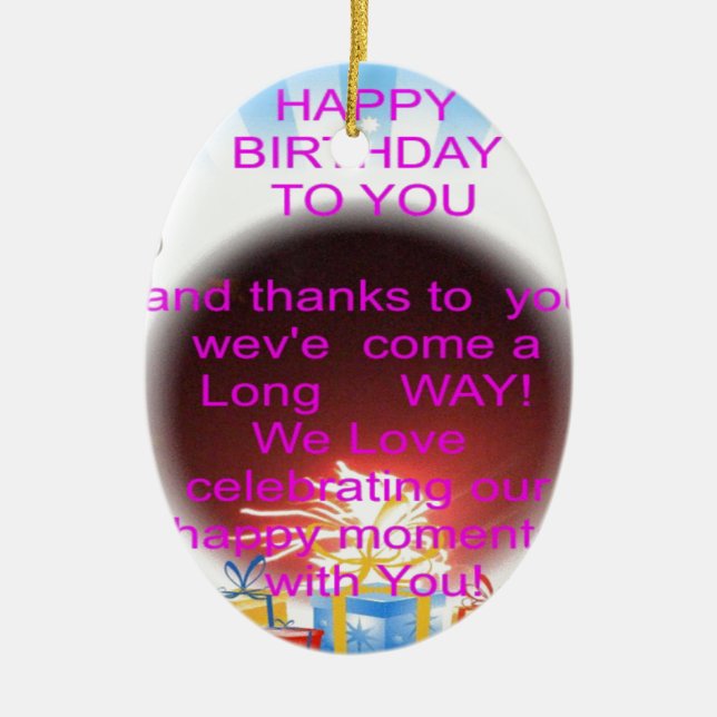 HappyBirthday To you Ceramic Tree Decoration (Front)