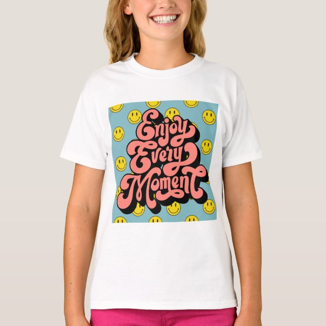 Happycore Smiley Face – Enjoy Every Moment T-Shirt (Front)