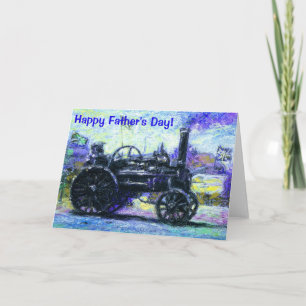 Happy's Day card with a Steam Tractor