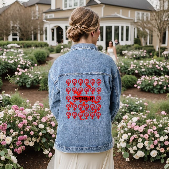 HappyWorkT WOMEN FEMINIST SYMBOL HEARTS Denim Jacket (Creator Uploaded)