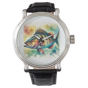 Hapuku Fish 130624AREF122 - Watercolor Watch