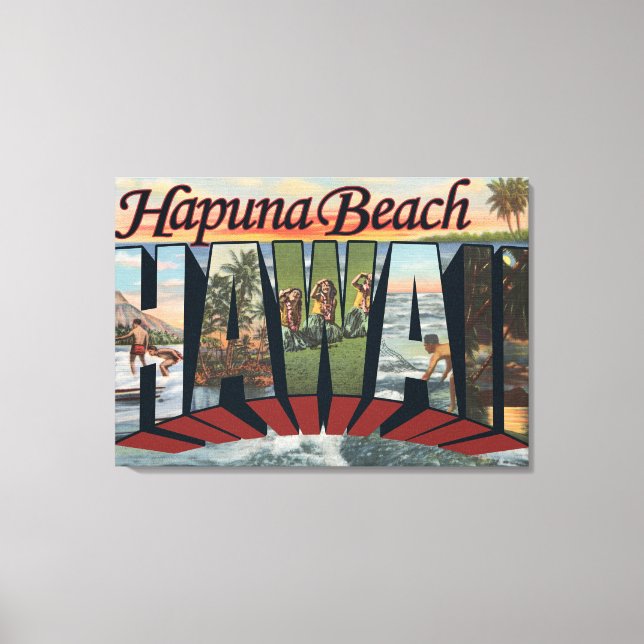 Hapuna Beach, Hawaii - Large Letter Scenes Canvas Print (Front)