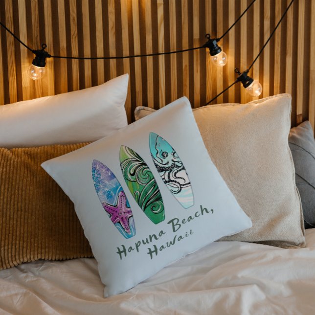 Hapuna Beach Hawaii Surfboards Cushion (Creator Uploaded)