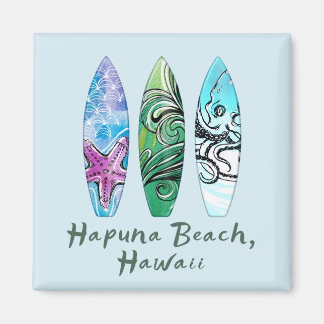 Hapuna Beach Hawaii Surfboards  Magnet (Front)