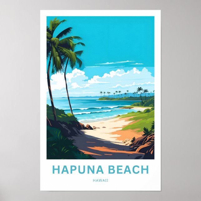 Hapuna Beach Hawaii Travel Print (Front)