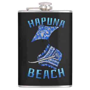 Hapuna Beach Hawaii Vacation Tribal Stingray Hip Flask