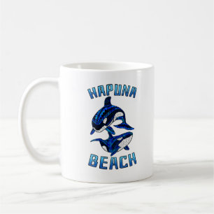 Hapuna Beach Hawaii Vacation Tribal Whale Orcas Coffee Mug