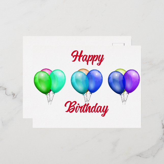 Hapy Birthday Decoration Celebration  Foil Holiday Postcard (Front/Back)