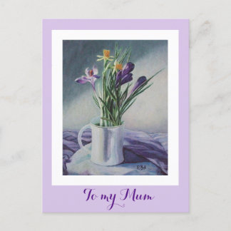 Hapy Mother's day purple crocus floral painting Postcard