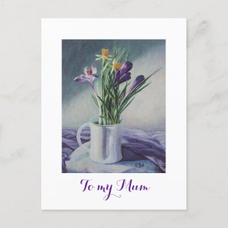 Hapy Mother's day purple crocus floral painting Postcard