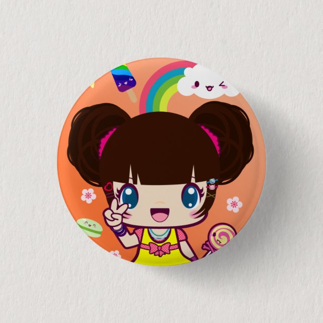 Harajuku Girl Yuriko 3 Cm Round Badge (Front)