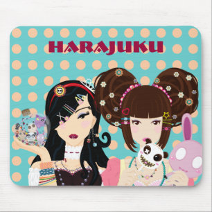 Harajuku Girls in Polka Dots Mouse Mat