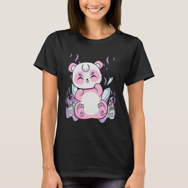 Harajuku Panda And Nu Goth Bear For Cute Horror Fa T-Shirt (Front)