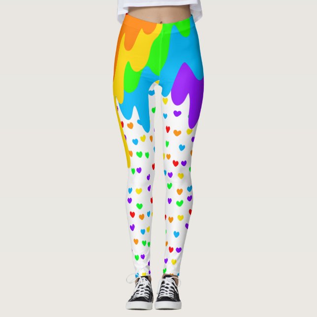 Harajuku Rainbow Colored Leggings (Front)