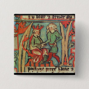 Harald I Fairhair greeting Guthrum 'Flateybok' 15 Cm Square Badge