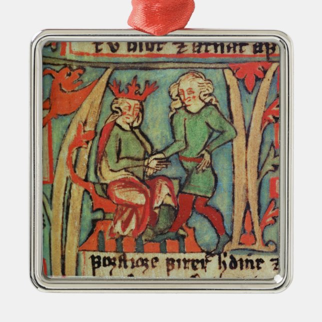 Harald I Fairhair greeting Guthrum 'Flateybok' Metal Tree Decoration (Front)