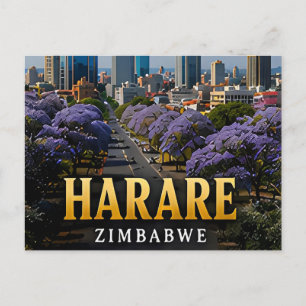 Harare Jacaranda Boulevards and Zimbabwe Spirit Postcard
