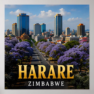 Harare Jacaranda Boulevards and Zimbabwe Spirit Poster