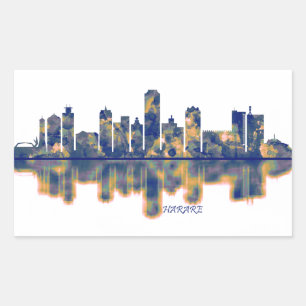 Harare Skyline Rectangular Sticker