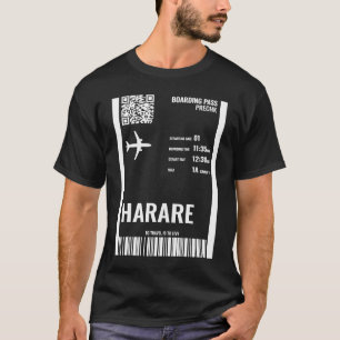 Harare Zimbabwe Boarding Pass Airline Ticket Trave T-Shirt