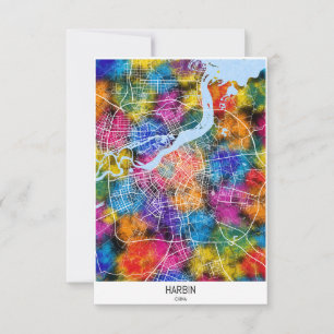 Harbin China City Map Thank You Card