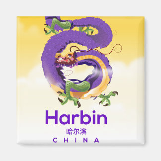 Harbin China Dragon travel poster Magnet