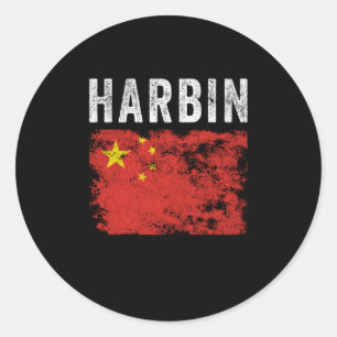 Harbin China Flag Chinese Souvenir Classic Round Sticker
