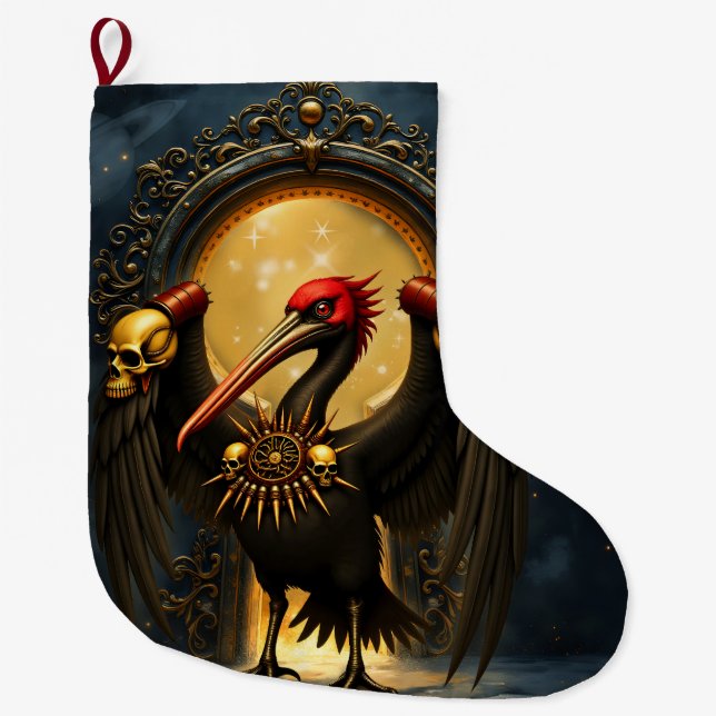 Harbinger of the Golden Gate The Nocturnal Pelican Large Christmas Stocking (Front)