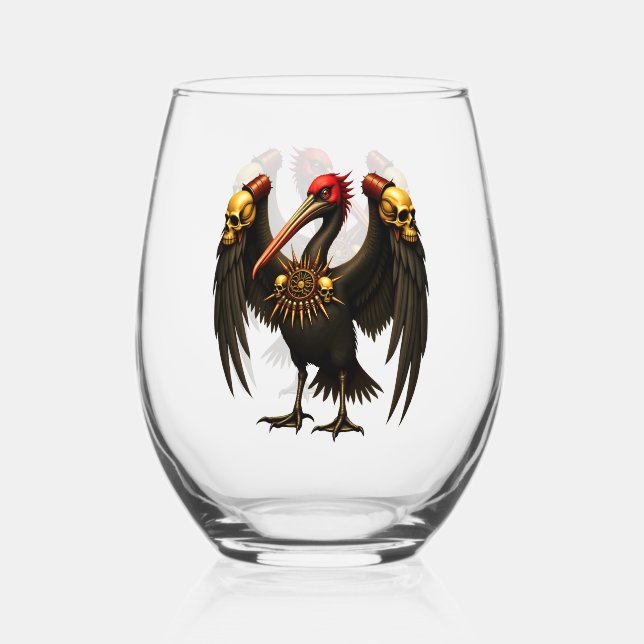 Harbinger of the Golden Gate The Nocturnal Pelican Stemless Wine Glass (Front)