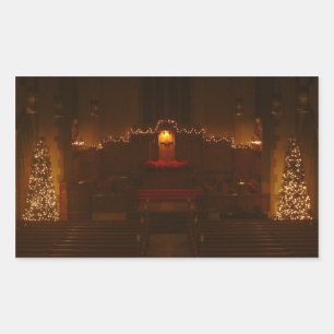 Harbison Chapel at Christmas Grove City College Rectangular Sticker