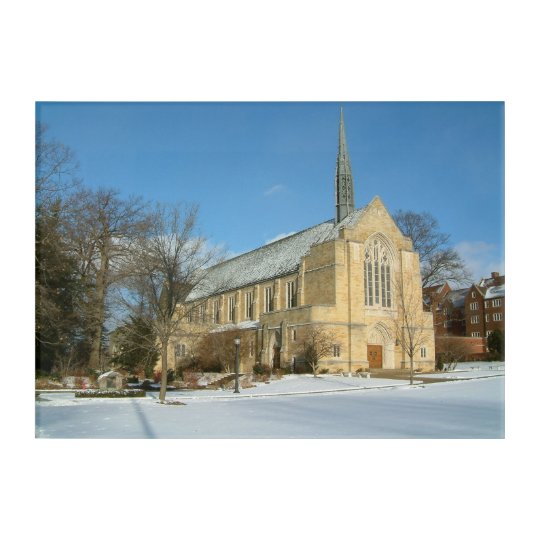 Harbison Chapel in Winter at Grove City College Acrylic Wall Art