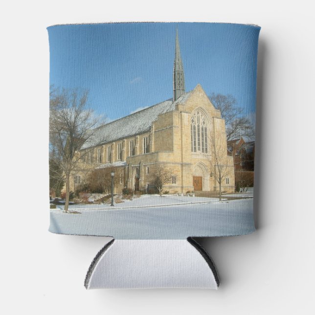 Harbison Chapel in Winter at Grove City College Can Cooler (Front)