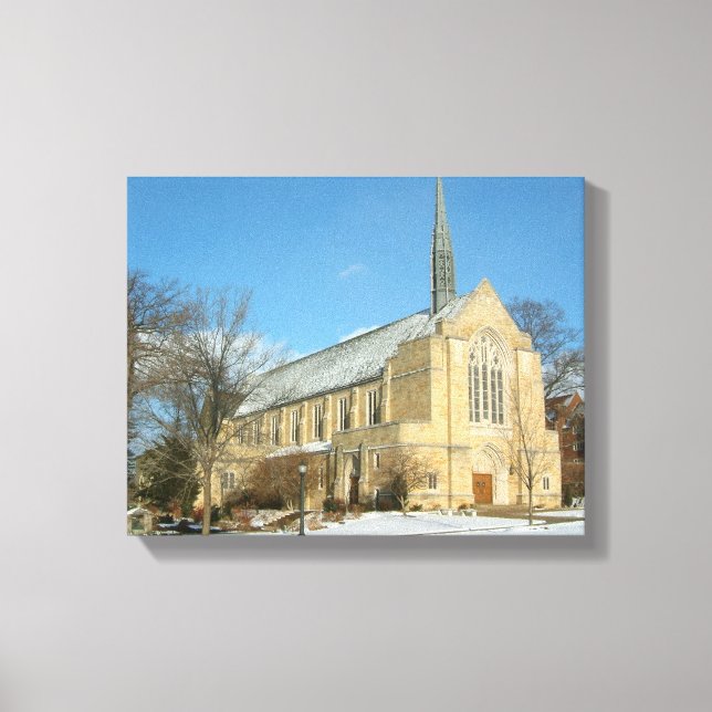 Harbison Chapel in Winter at Grove City College Canvas Print (Front)