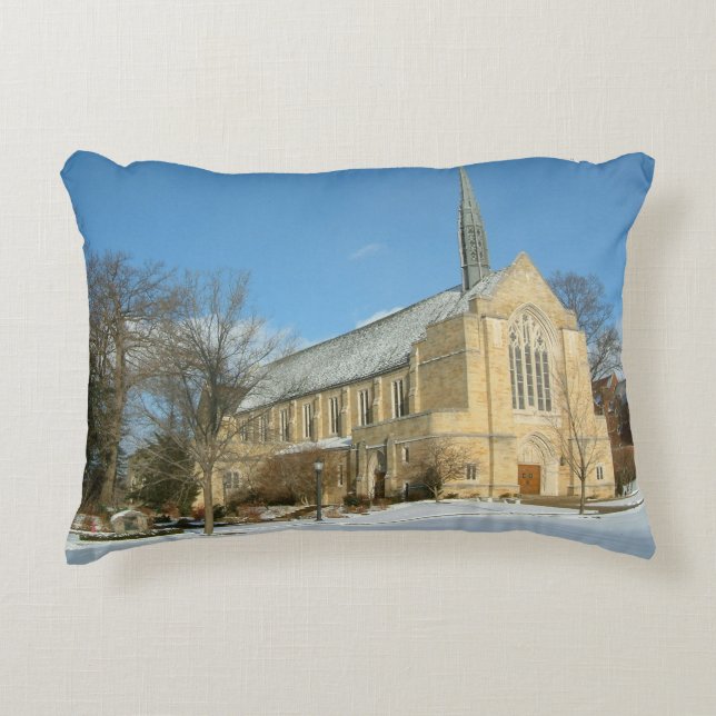Harbison Chapel in Winter at Grove City College Decorative Cushion (Front)