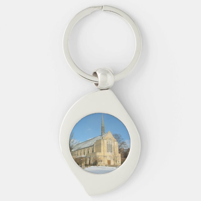 Harbison Chapel in Winter at Grove City College Key Ring (Front)