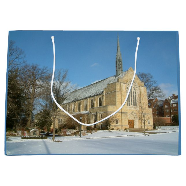 Harbison Chapel in Winter at Grove City College Large Gift Bag (Front)