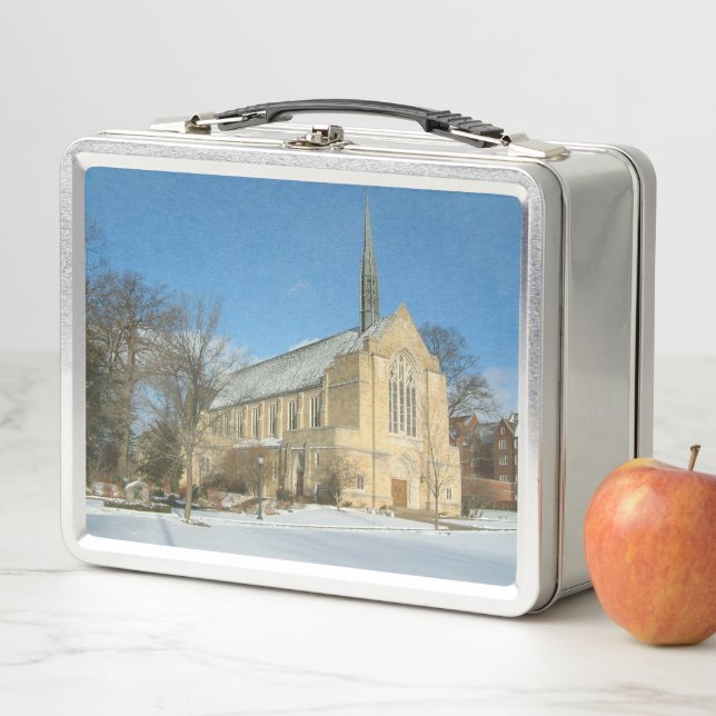 Harbison Chapel in Winter at Grove City College Metal Lunch Box (In Situ)